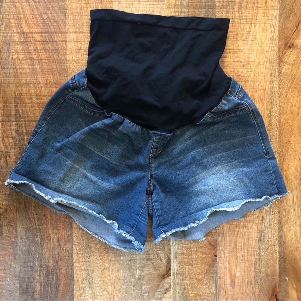 Maternity full panel jean shorts